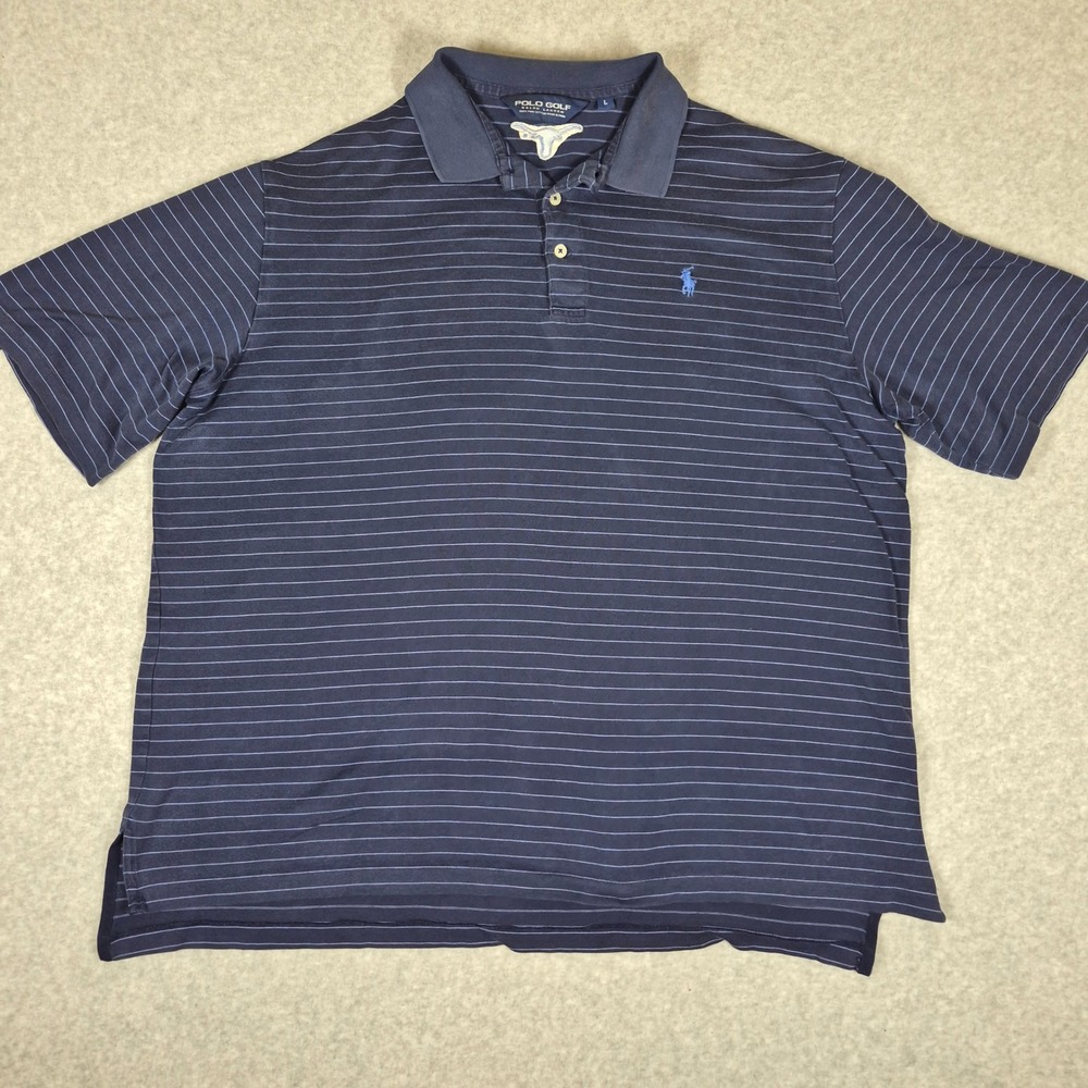 Polo Golf Ralph Lauren Polo Shirt Mens Large Blue Striped Texas Longhorns Y2K